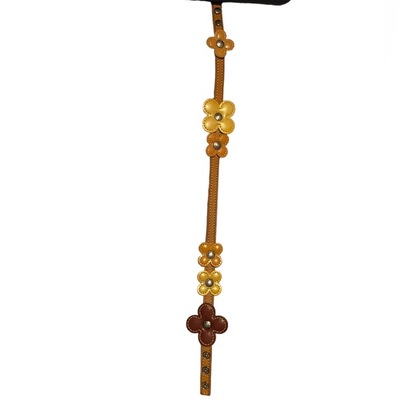 Louis Vuitton Multicolor Vernis Fleur Vachetta Leather Strap Bracelet Authentic - Picture 7 of 13